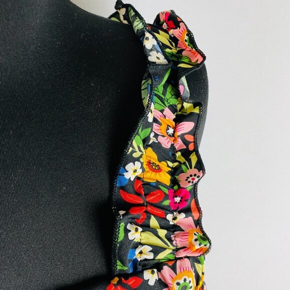 Shein Curve Colorful Variety Of Flowers Print Ruffle Strap Sleeves Tank Top 0XL - Picture 3 of 8